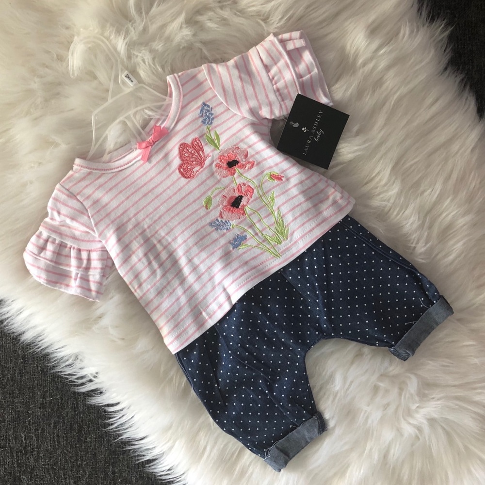 Laura Ashley 🌸 Baby Girl 2-Piece Top and Pant Set